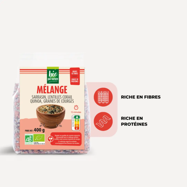 Mélange sarrasin lentille corail bio