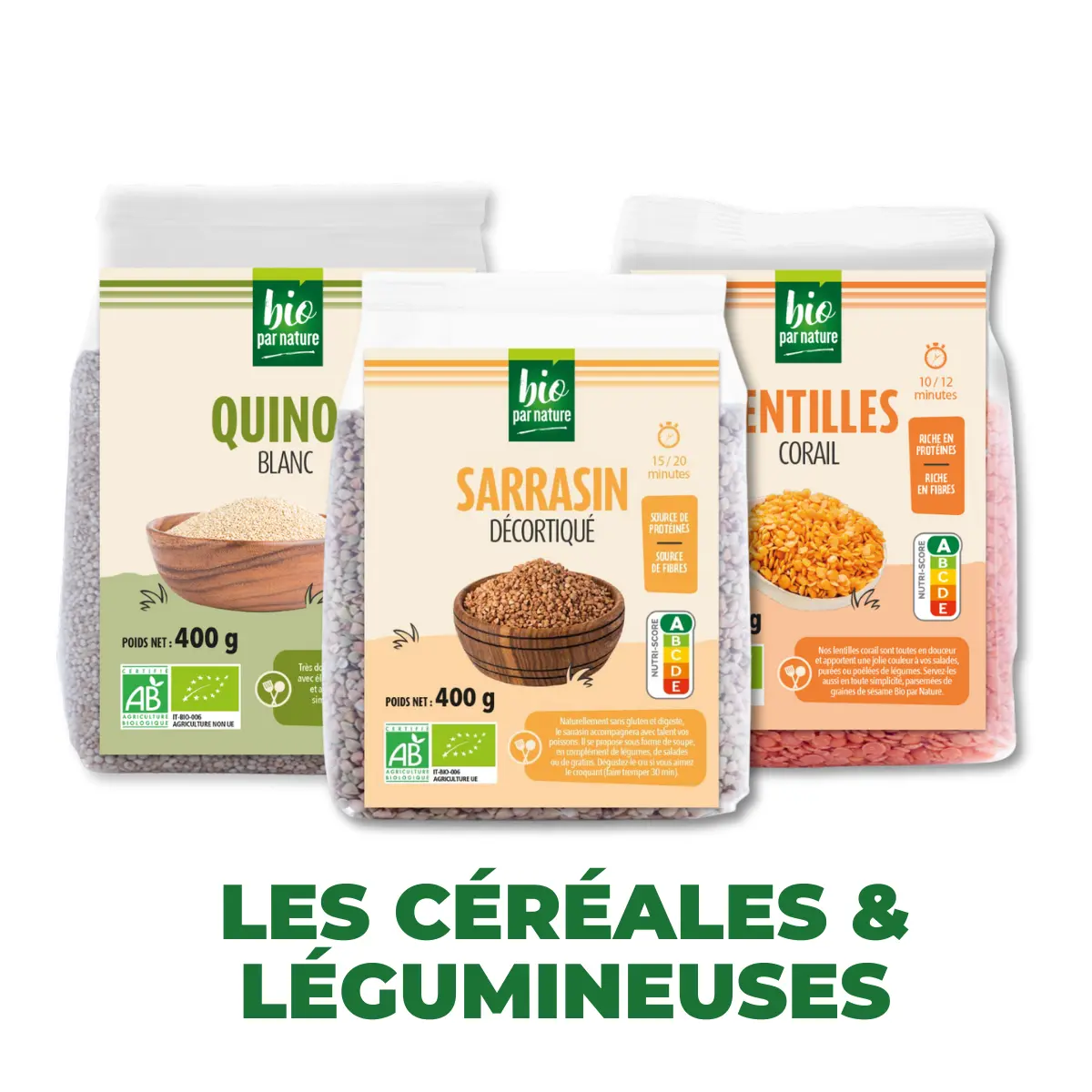 légumineuses et céréales bio