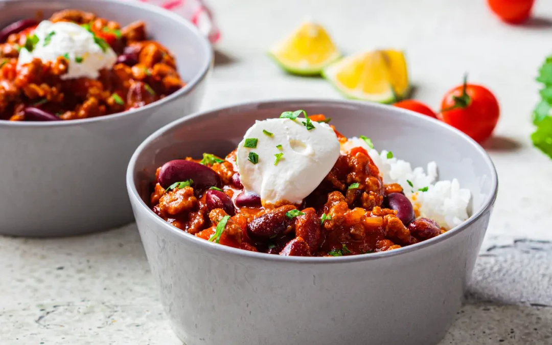 Chili sin carne aux haricots rouges et riz complet