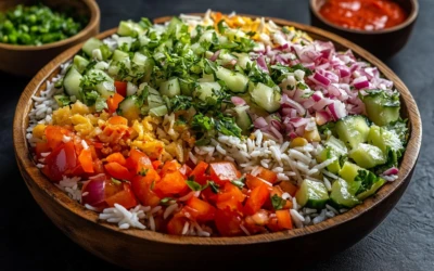 La salade de riz aux fruits exotiques
