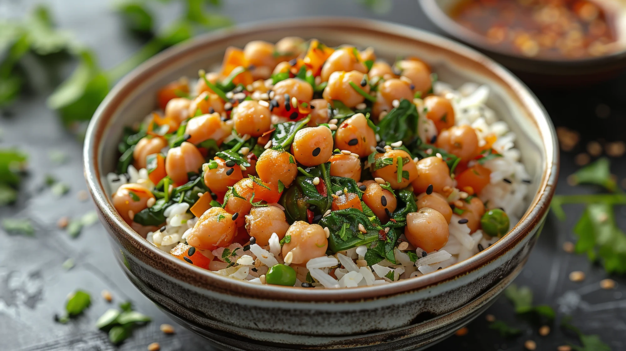 salade-de-riz-aux-pois-chiches-et-légumes-croquants